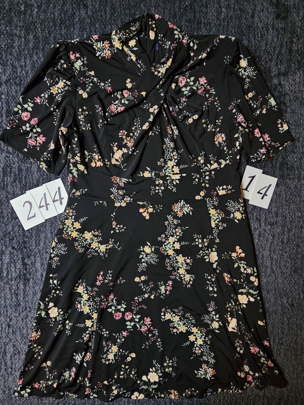 RACHEL Rachel Roy Black Floral Midi Dress Size 14 Cocktail GALA Casual